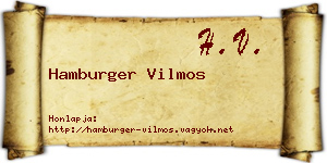 Hamburger Vilmos névjegykártya